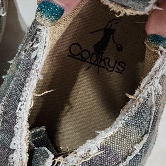 Camo Sneakers Slip On Shoes Distressed Canvas Casual Comfort Flats Women - Picture 4 of 7